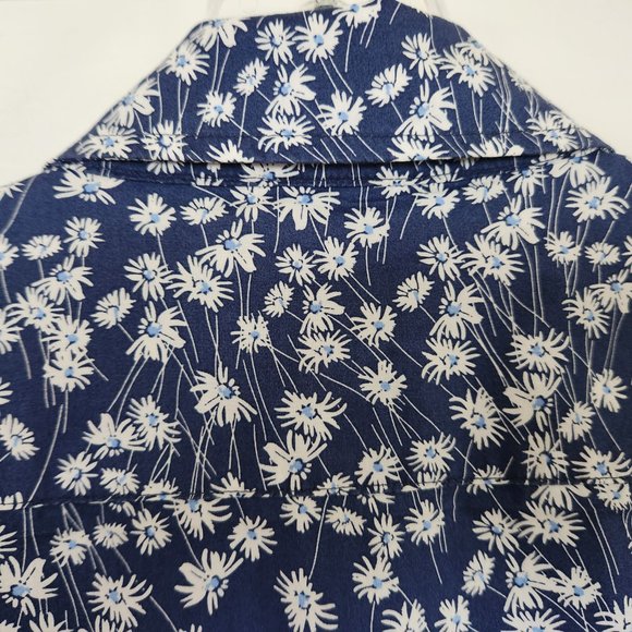 Men's Bonobos Tailored Fit Button Down Short Sleeve Shirt Blue Floral Size Large - Picture 8 of 10